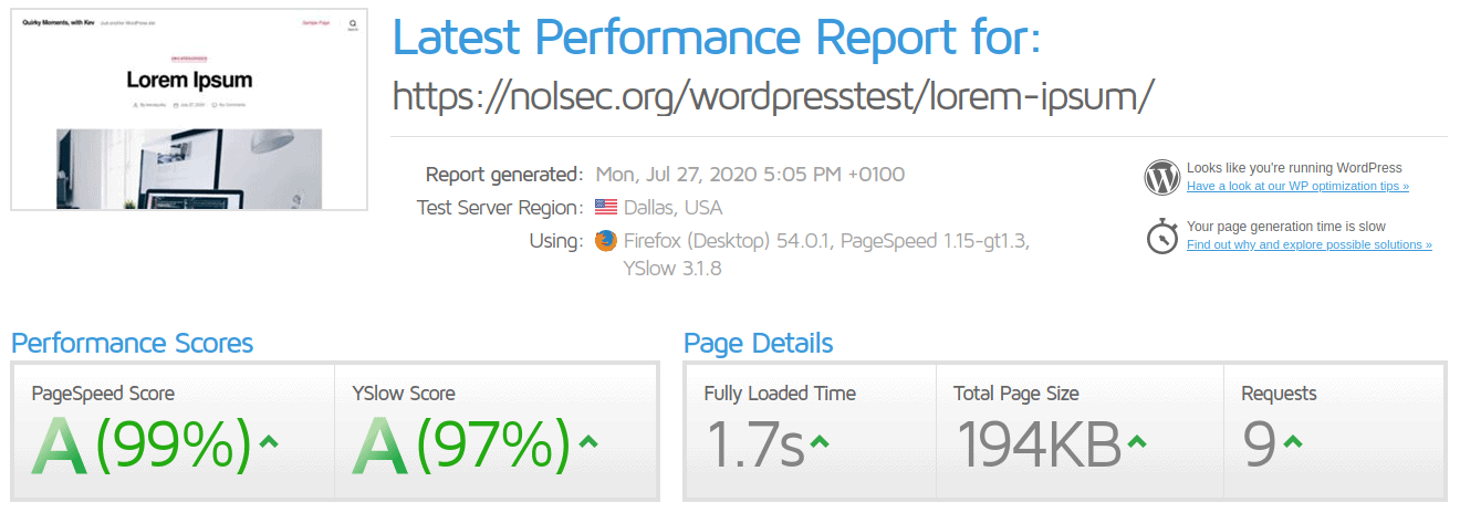 test-site-gtmetrix-results
